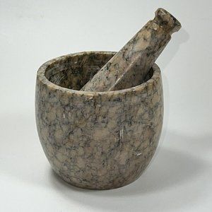 Pink and Black Handmade in India  Marble Stone mortar and pestle 3"Tall 3" Dia